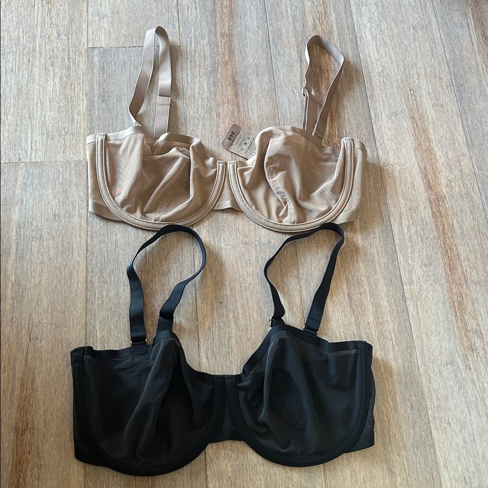 2 x CUUP The Balconette bra in a nude or taupe color and black 34 E